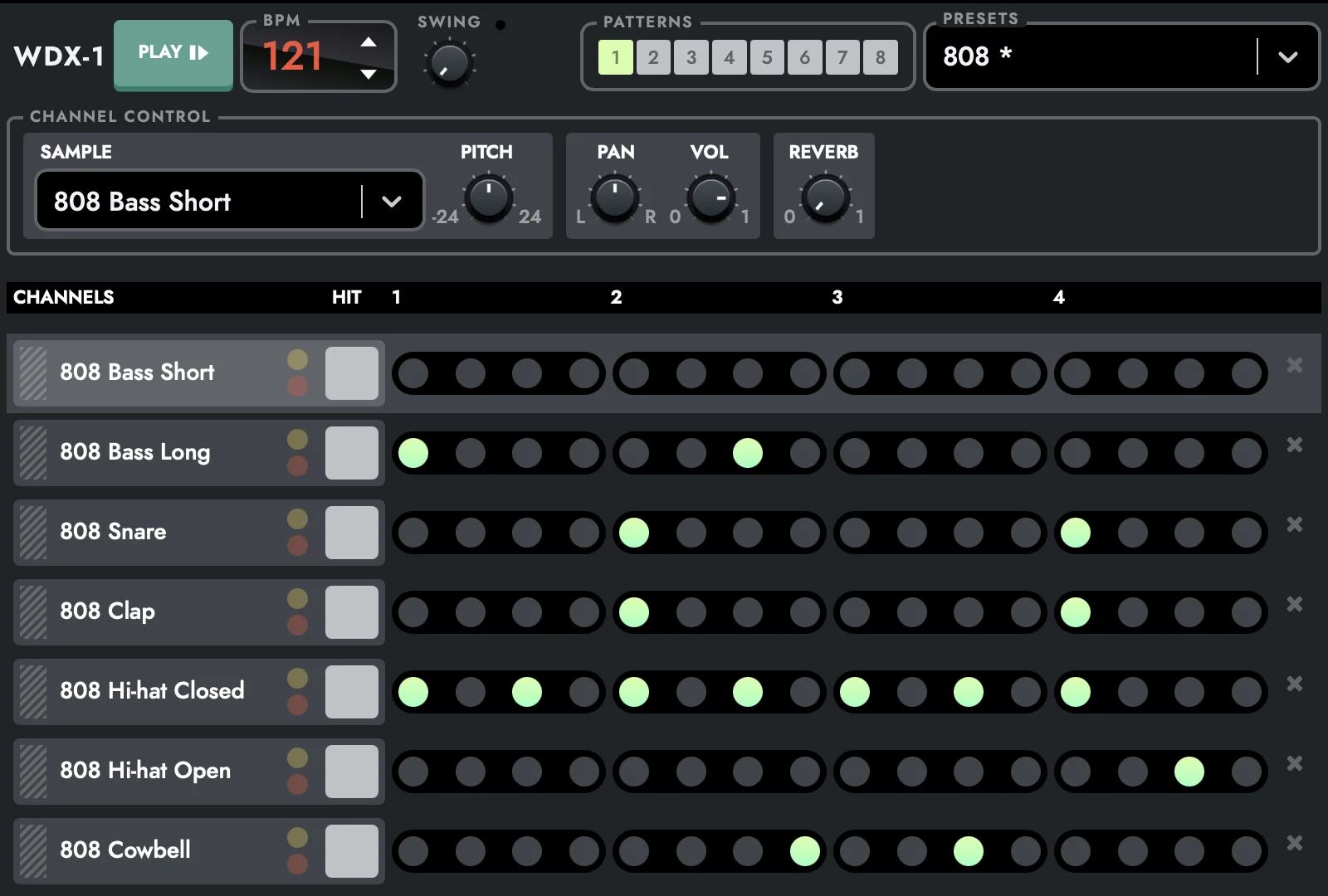 WDX-1 drum sequencer in WAX
